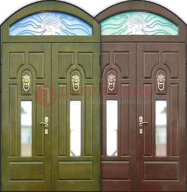 Стальная арочная дверь со стеклом ДА-17 для монолитного дома в Орле