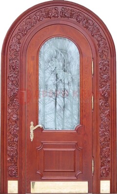 Толстая металлическая арочная дверь со стеклом ДА-20 в Чебоксарах