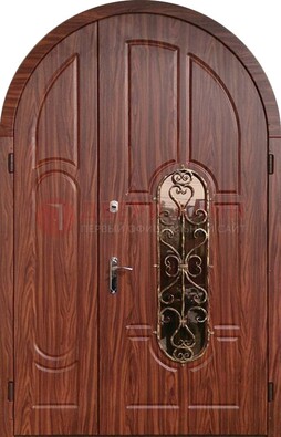 Арочная двухстворчатая стальная дверь Винорит ДА-54 в Орле