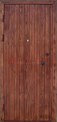 Коричневая железная дверь с евровагонкой ДЕ-18 в Орле