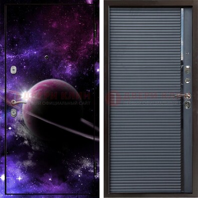 Черная металлическая дверь с фотопечатью ДФ-20 в Орле