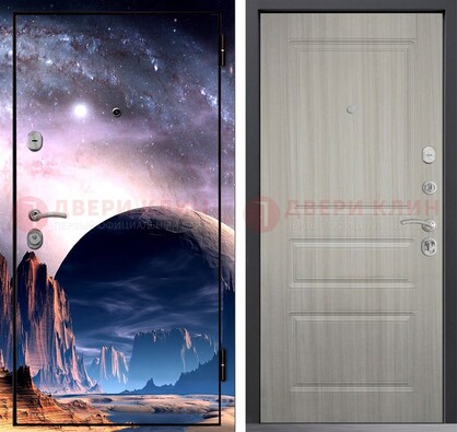 Железная дверь с фотопечатью космоса и планеты ДФ-50 в Орле