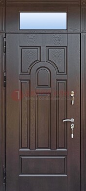Железная дверь с фрамугой в коричневом цвете ДФГ-22 в Орле