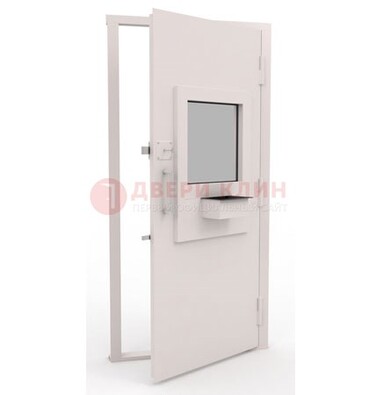 Белая металлическая дверь в кассу с нитроэмалью ДКС-4 в Орле
