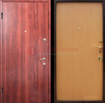 Красная железная дверь с ламинатом ДЛ-3 в Орле