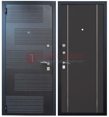 Темная металлическая дверь с МДФ ДМ-105 в деревянный дом в Орле