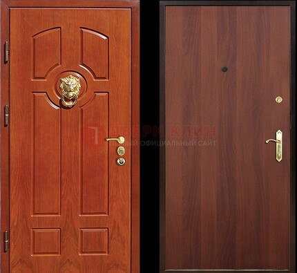 Оранжевая стальная дверь с МДФ ламинат внутри ДМ-18 в квартиру в Орле