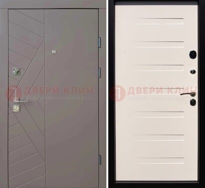 Светло-серая стальная филенчатая дверь с МДФ ДМ-199 в Орле