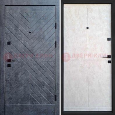 Серая железная дверь с филенчатой МДФ ДМ-217 в Пскове