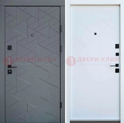 Серая металлическая дверь МДФ с узором  ДМ-224 в Орле
