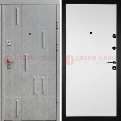 Серая стальная дверь с рисунком МДФ и внутри Белый ясень ДМ-280 в Орле