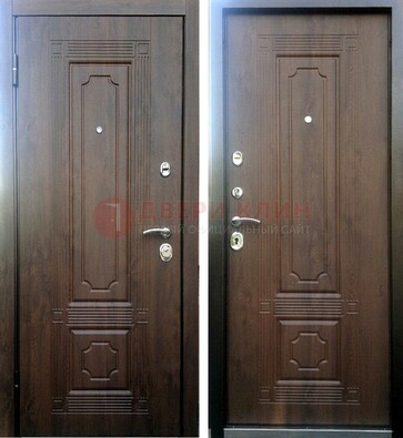 Коричневая металлическая дверь с МДФ ДМ-32 на дачу в Орле