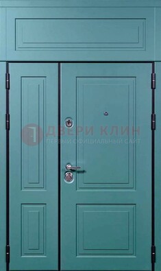 Синяя металлическая дверь с МДФ и верхней фрамугой ДМ-339 в Орле