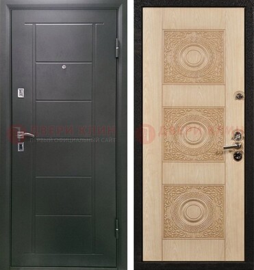 Темная железная дверь с МДФ в квартиру ДМ-344 в Орле
