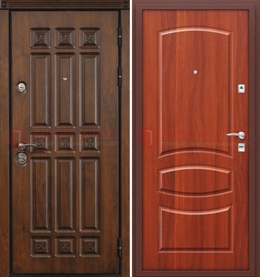 Темная металлическая дверь с МДФ и узором ДМ-364 в Орле