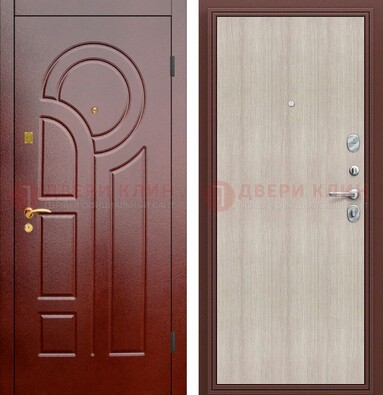 Красная металлическая дверь с МДФ панелями ДМ-368 в Орле