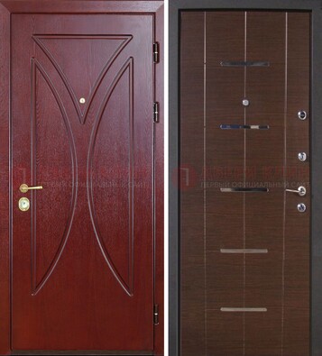 Темно-красная железная дверь с МДФ ДМ-370 в Орле