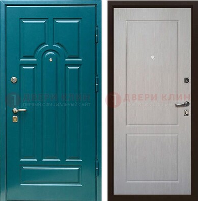 Синяя железная дверь с МДФ в квартиру ДМ-396 в Краснодаре