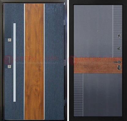 Темная металлическая дверь МДФ со вставками ДМ-411 в Орле