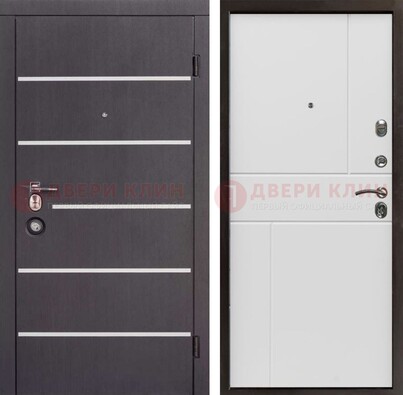 Темная стальная дверь с белыми вставками с МДФ ДМ-482 в Орле