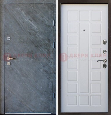 Железная дверь с МДФ серая и белая ДМ-505 в Красногорске