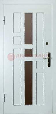 Белая стальная дверь с МДФ и декоративными вставками ДМ-62 в Орле