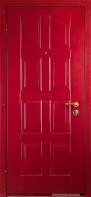 Красная стальная дверь с МДФ с рисунком ДМ-94 в квартиру в Орле