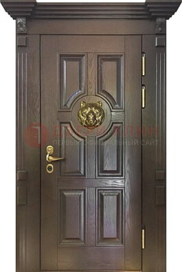 Коричневая металлическая дверь с массивом дуба ДМД-50 в Орле