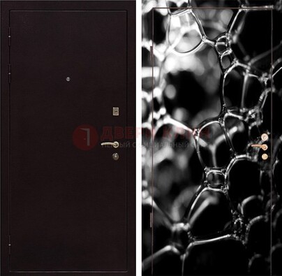 Черная стальная дверь с порошковым окрасом с фотопечатью ДП-158 в Омске
