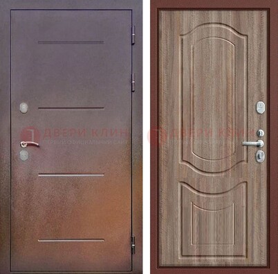 Стальная дверь с порошковым покрытием с коричневой МДФ ДП-226 в Иваново