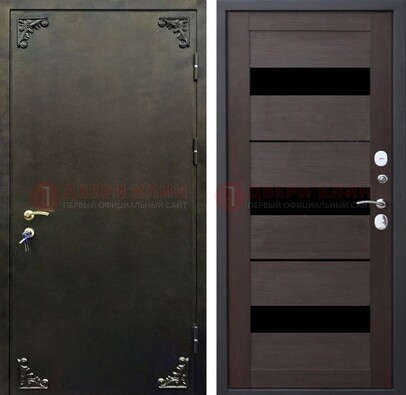 Темная входная дверь с порошковым покрытием и МДФ со стеклом ДП-236 в Орле