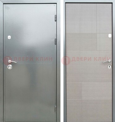 Металлическая серая дверь с порошковым покрытием и МДФ Белый ясень ДП-250 в Орле