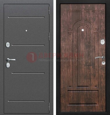 Железная дверь Антик серебро с порошковым напылением и МДФ Тисненый орех ДП-260 в Орле
