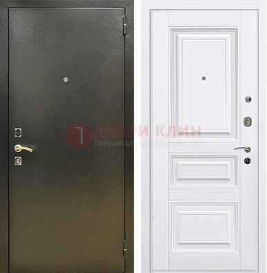 Железная темно-серая дверь с порошковым напылением и белой МДФ ДП-274 в Орле