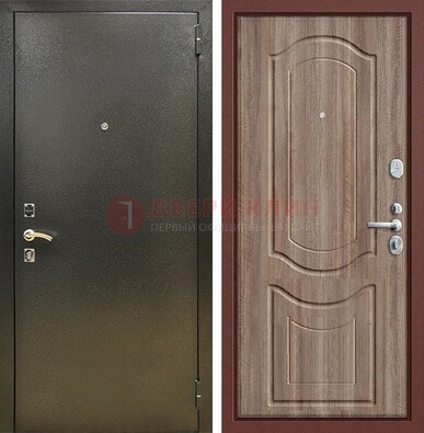 Темно-серая входная дверь с порошковым покрытием и коричневая МДФ ДП-290 в Орле