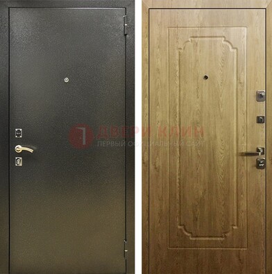 Темно-серая входная дверь с порошковым покрытием и МДФ Золотой дуб ДП-291 в Орле