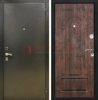 Темно-серая металлическая дверь с порошковым покрытием и МДФ коричневая ДП-292 в Орле