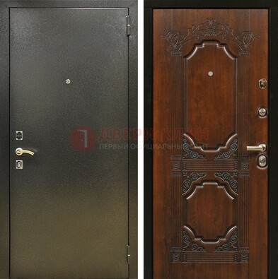 Входная дверь Темное серебро с порошковым покрытием и МДФ с узором ДП-293 в Орле