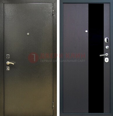 Входная темная дверь с порошковым покрытием и МДФ со стеклом ДП-294 в Орле