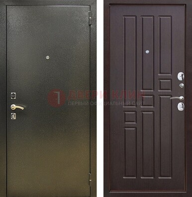 Входная темно-серая дверь с порошковым напылением и коричневой МДФ ДП-301 в Орле