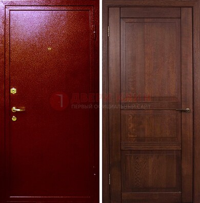 Красная железная дверь с порошковым окрасом ДП-58 в Орле