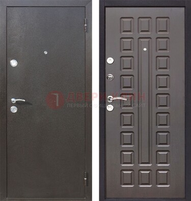 Коричневая железная дверь с порошковым окрасом ДП-63 в Орле