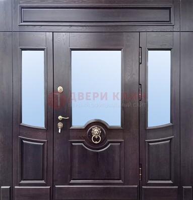 Филенчатая металлическая дверь с панелью МДФ и стеклом ДПР-102 в Орле