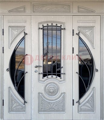 Большая парадная дверь Винорит со стеклом и ковкой ДПР-108 в Орле