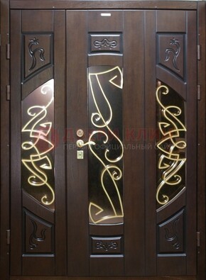 Парадная дверь со стеклом и ковкой ДПР-1 в каркасный дом в Петрозаводске