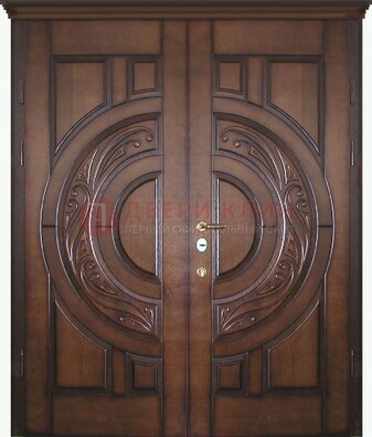 Утепленная коричневая стальная парадная дверь ДПР-51 в Орле