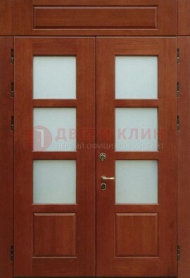 Металлическая парадная дверь со стеклом ДПР-69 для загородного дома в Петрозаводске