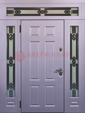 Филенчатая железная парадная дверь с фрамугами ДПР-82 в Сургуте