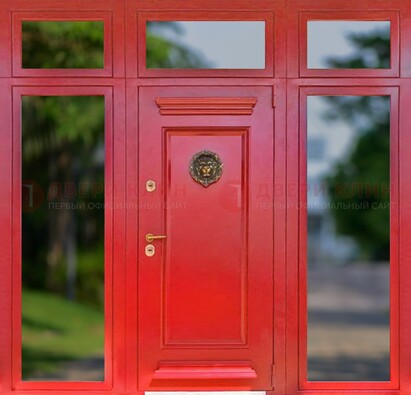 Красная парадная дверь для частного дома ДПР-88 в Орле
