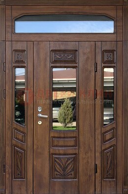 Парадная стальная дверь Винорит со стеклом и резьбой ДПР-97 в Орле